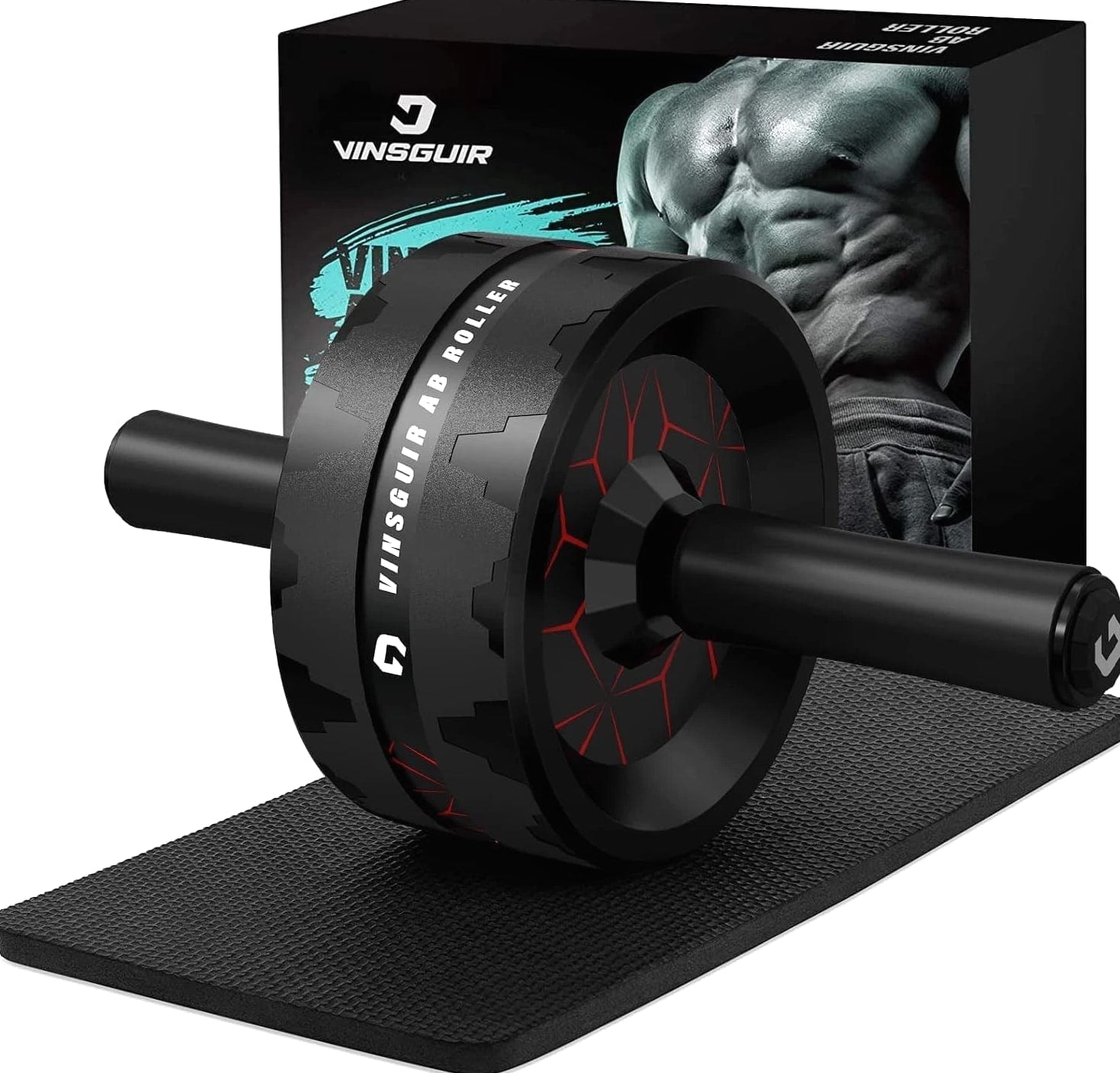 Ab Roller Wheel Core Workout Equipment Home Gym with Knee Pad Fitness