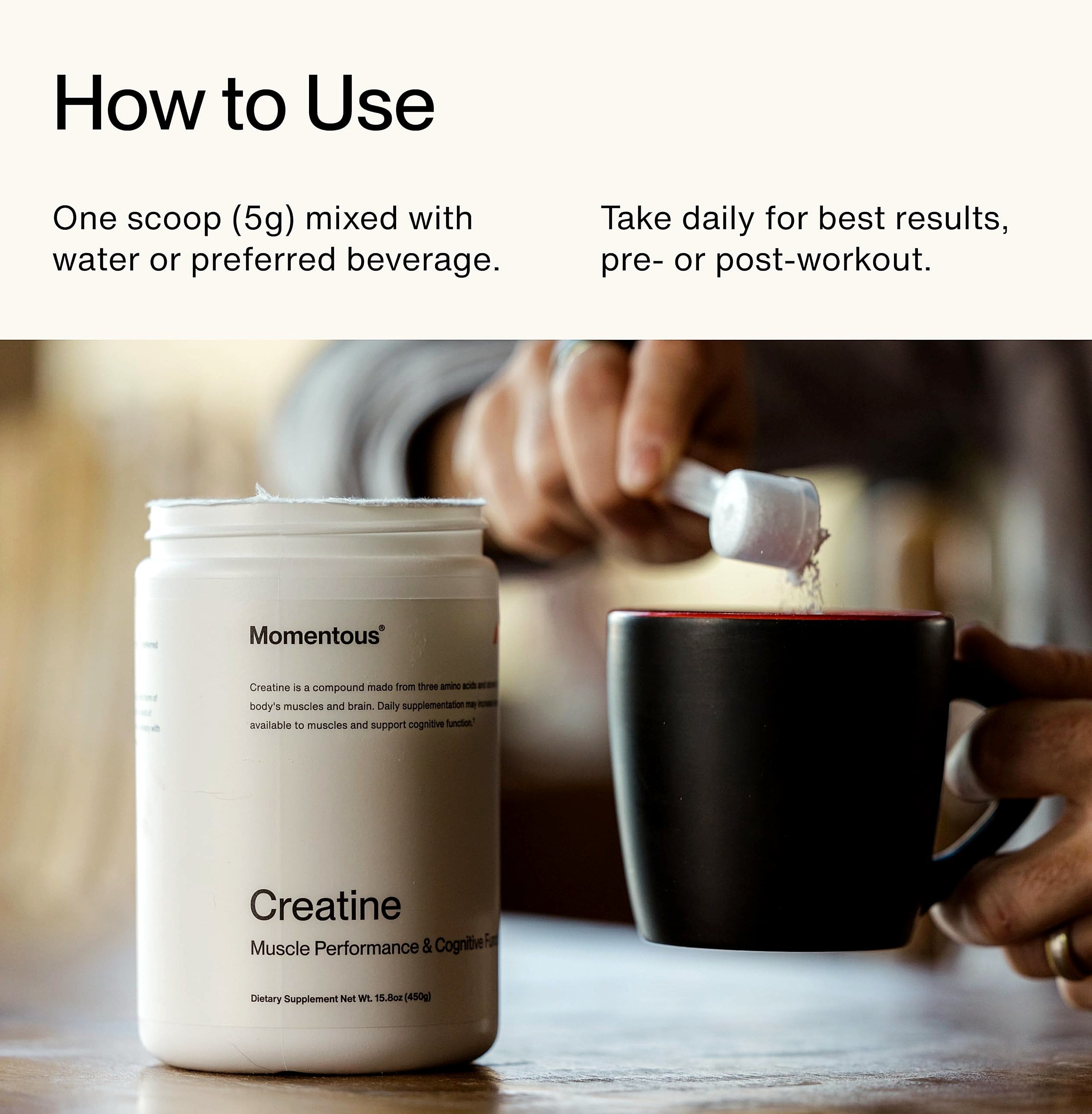 Momentous Creatine Monohydrate Powder - 5g Servings