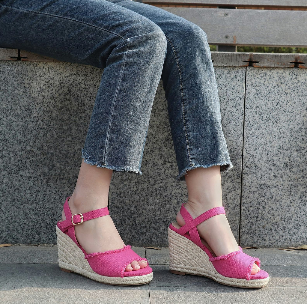 JOY IN LOVE Platform Wedge Sandals with Ankle Strap