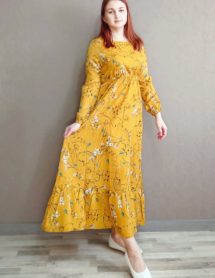 XIBUSANA Women's Floral Maxi Dress Full Sleeve Casual