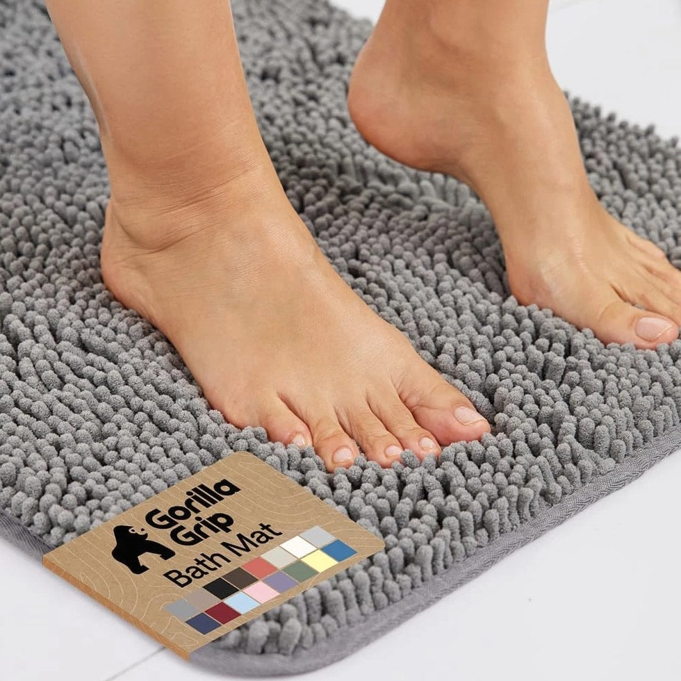 GORILLA GRIP Bath Rug Mat 30X20, Thick Soft Absorbent Chenille, Quick-Dry Microfiber