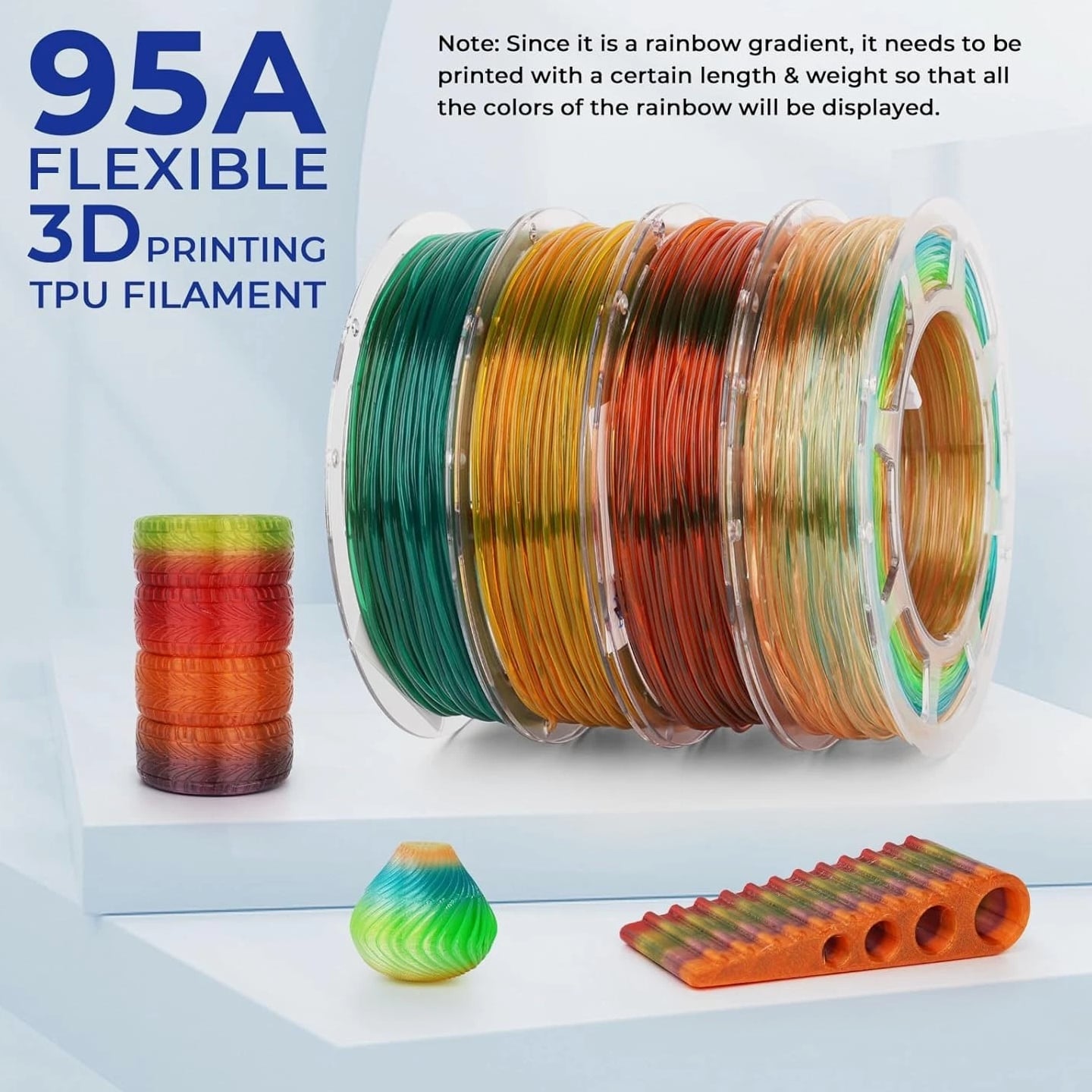 Color Change Flexible TPU 3D Printer Filament Set