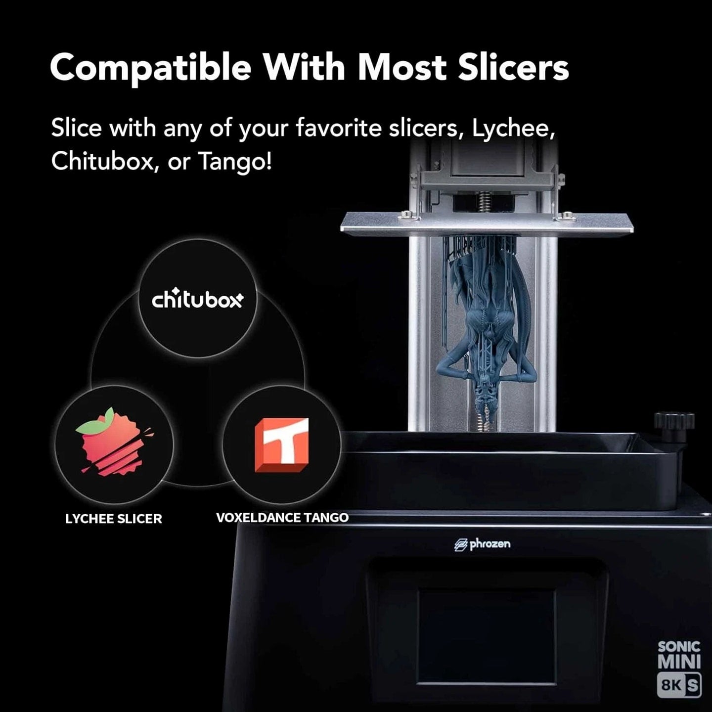 Phrozen Sonic Mini 8K S LCD Resin 3D Printer - 7.1" Monochrome LCD Tabletop