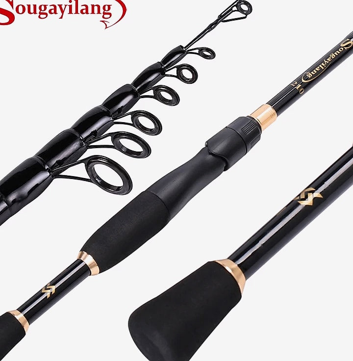 Sougayilang Telescopic Spinning Fishing Rod Carbon Fiber 1.8-2.4m