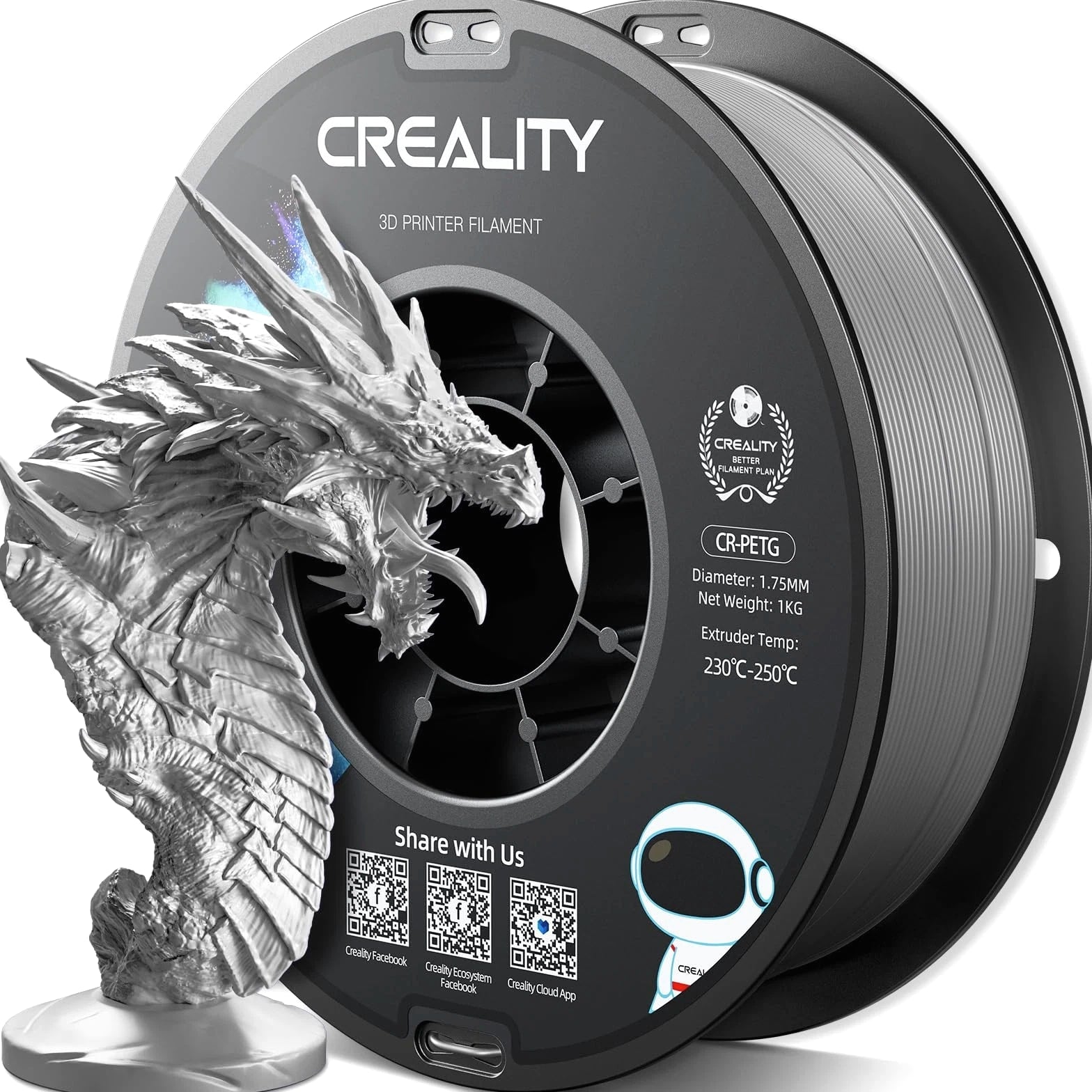 Creality PETG 3D Printer Filament 1.75mm 1KG - Grey