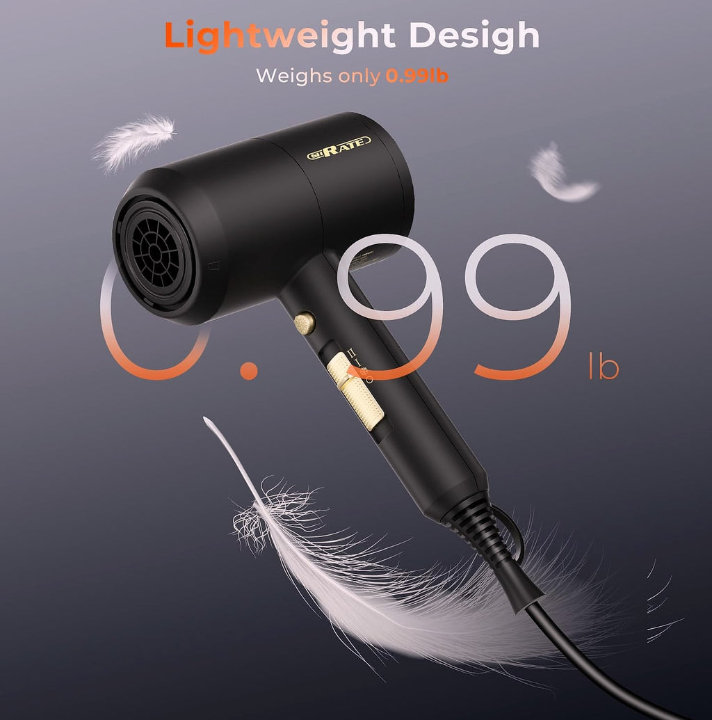 SHRATE Ionic Hair Dryer with Diffuser, 1800W Professional Blow Dryer