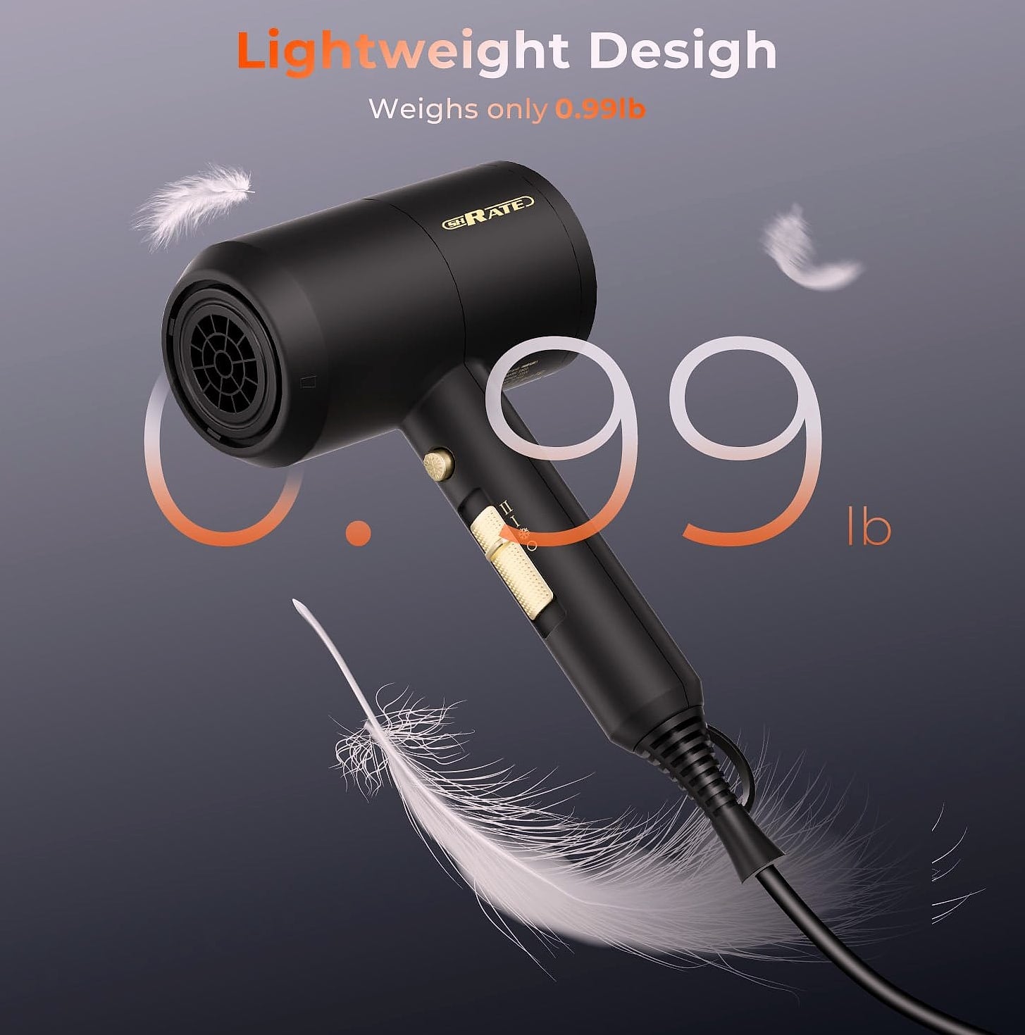 SHRATE Ionic Hair Dryer with Diffuser, 1800W Professional Blow Dryer