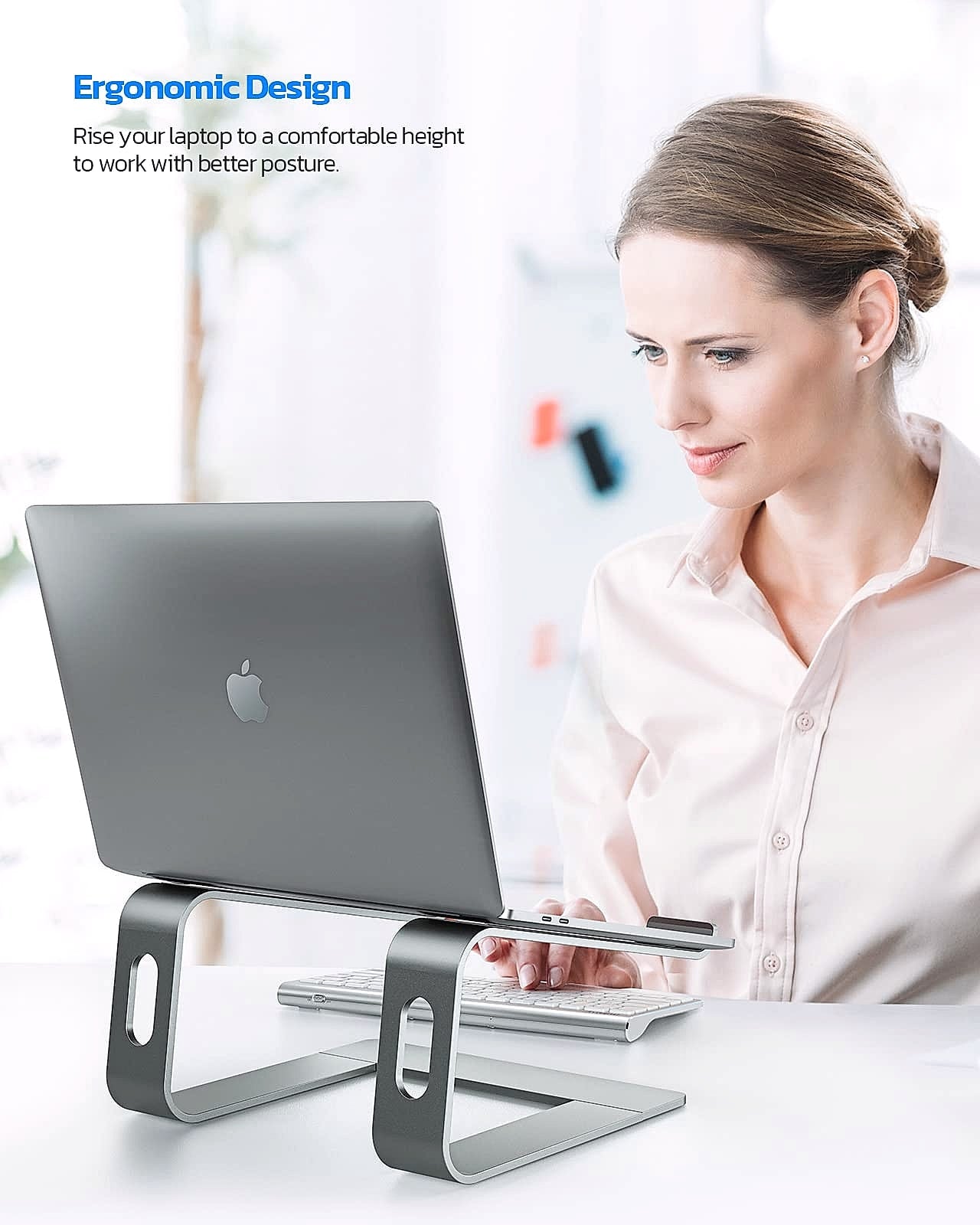 Nulaxy All-Aluminum Laptop Stand for Desk, Ergonomic Detachable Ventilated Cooling Computer Riser, Anti-Slip Design Notebook Holder Compatible with All 10-16" Laptops (MacBook, Dell XPS, HP, Lenovo)