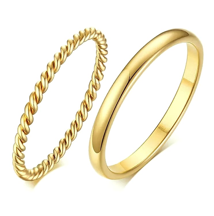 Myfresty Twisted Rope Slim Ring for Women, Stainless Steel