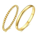 Myfresty Twisted Rope Slim Ring for Women, Stainless Steel