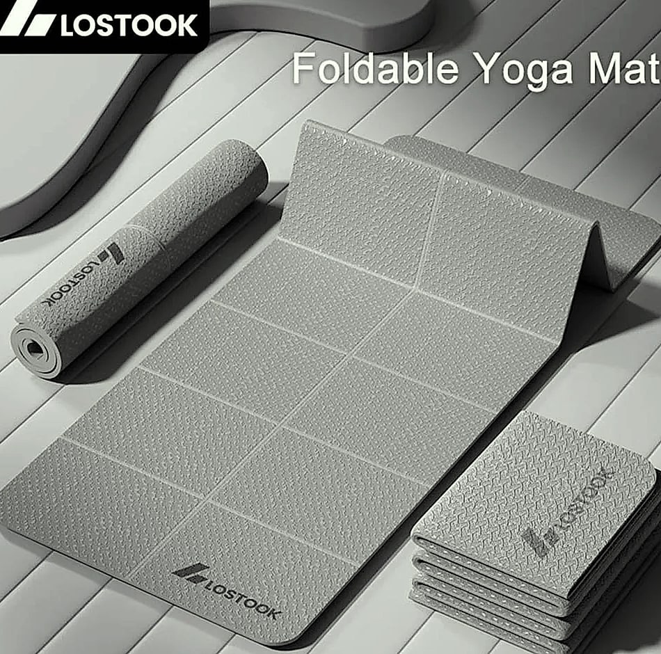 Lostook 4mm TPE Foldable Yoga Mat for Home Workouts