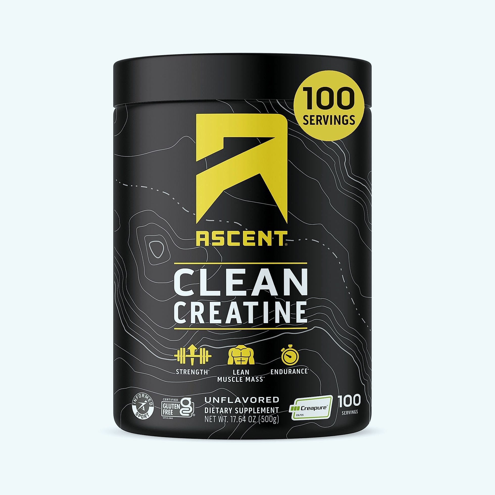 Ascent Clean Creatine Monohydrate Powder, 5G Per Serving