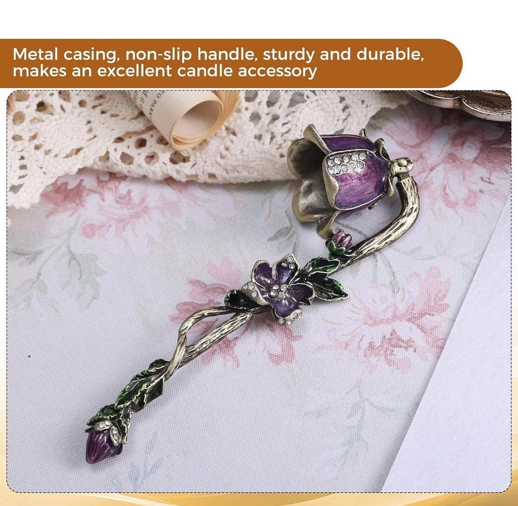 Floral Candle Snuffer - Candle Extinguisher with Long Handle, Wick Flame Snuffer