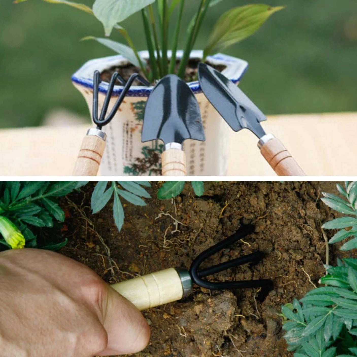 Mini Plant Garden Tools Home Gardening Tool Kit Spade Rake Shovel Piece Set Gift