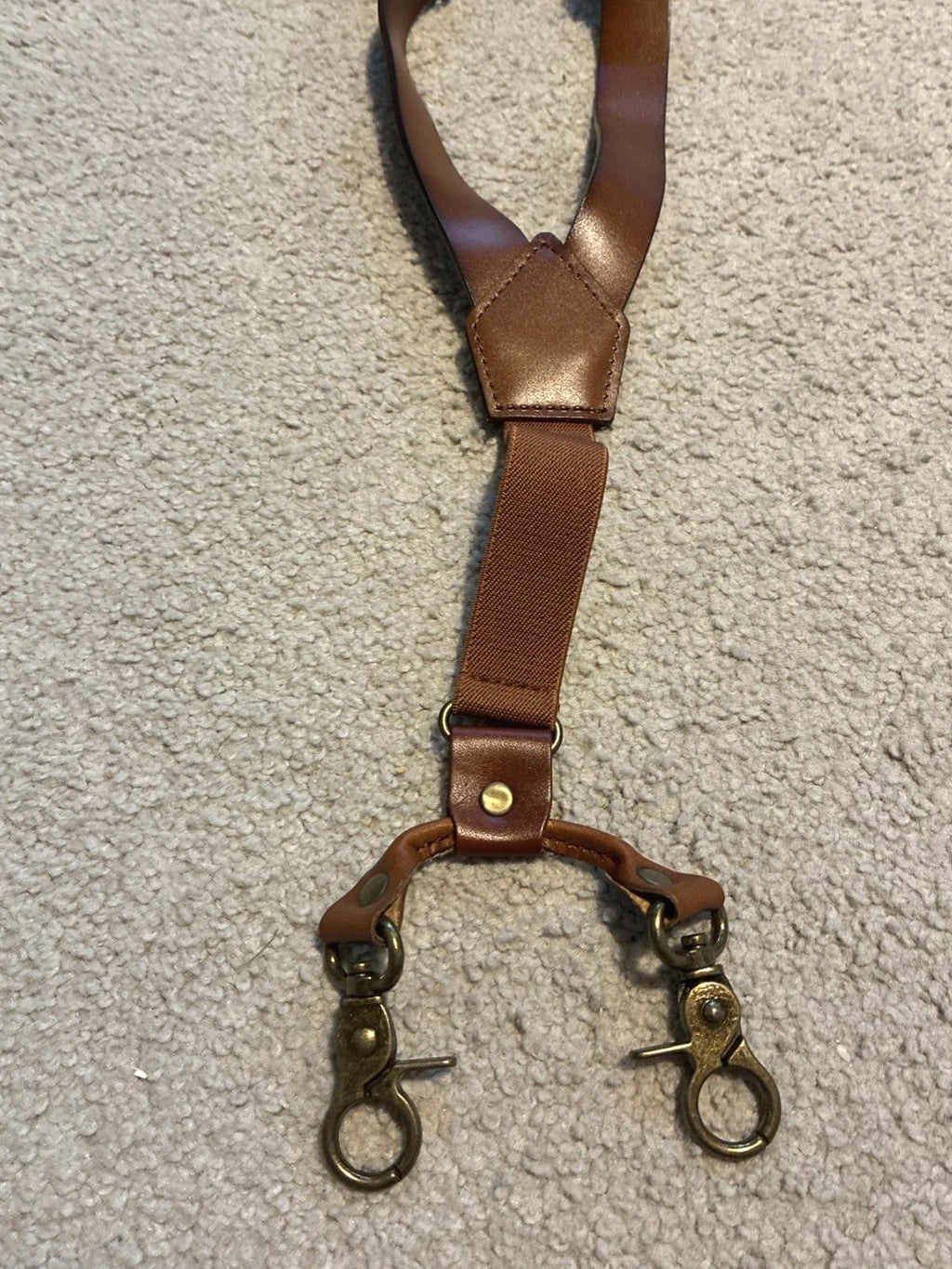 Leather Suspenders for Men, Heavy Duty Y Back Design Adjustable Excellent