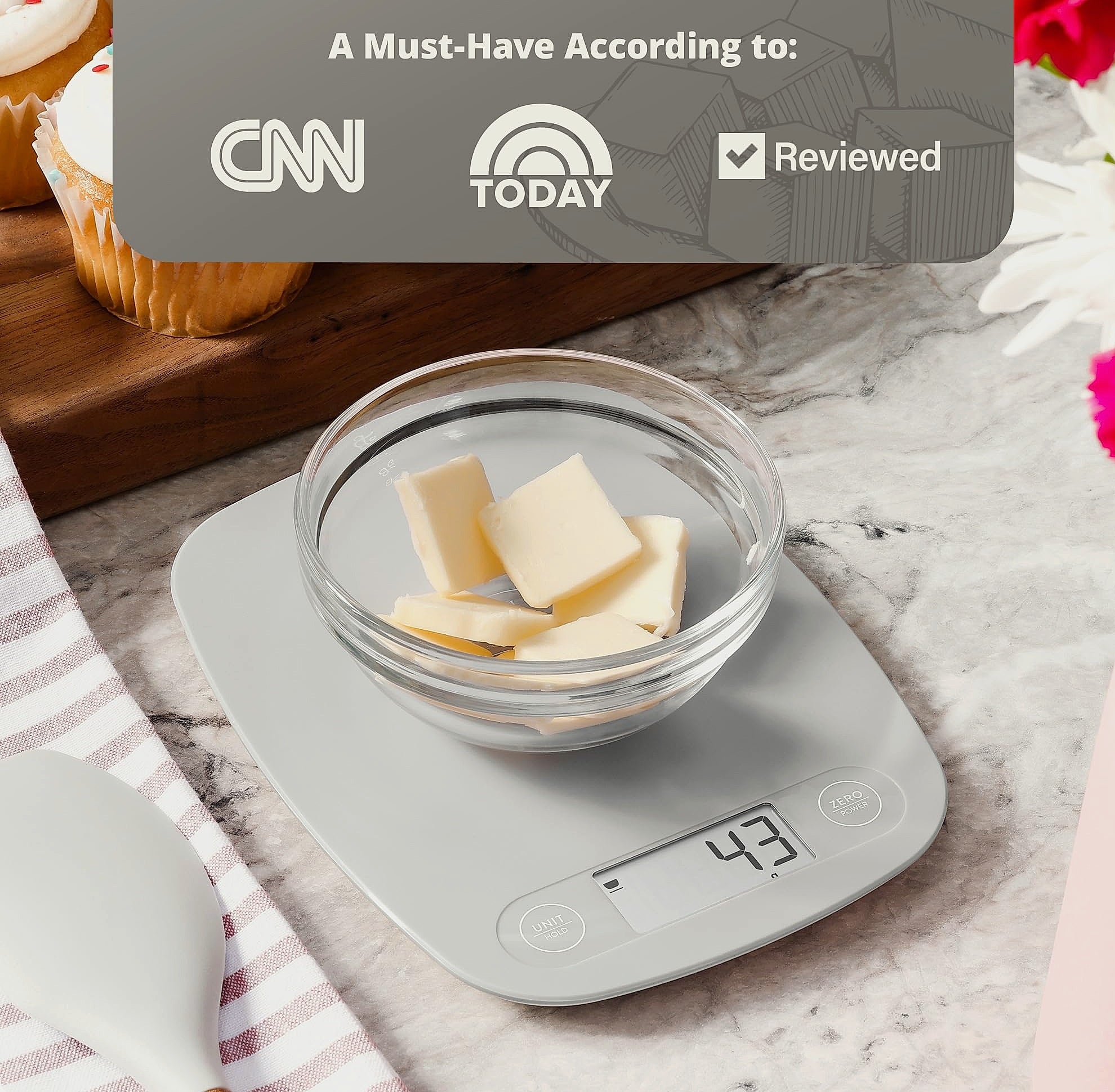 Greater Goods Digital Food Scale, 1g Precision Kitchen Scale