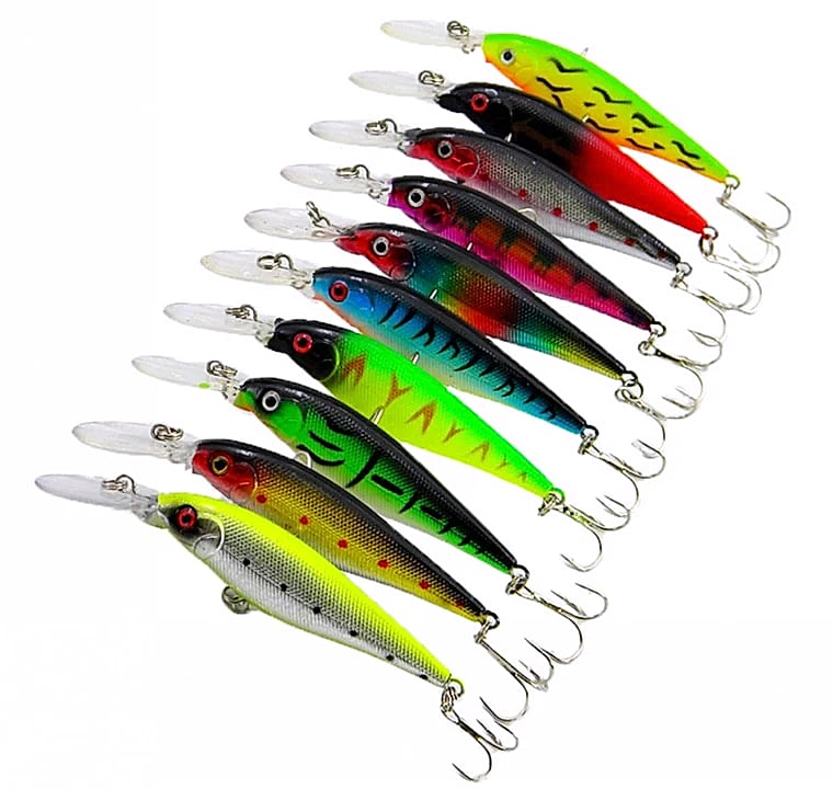 10 Piece Fishing Lure Set with Bell, 11cm Wobbler Baits