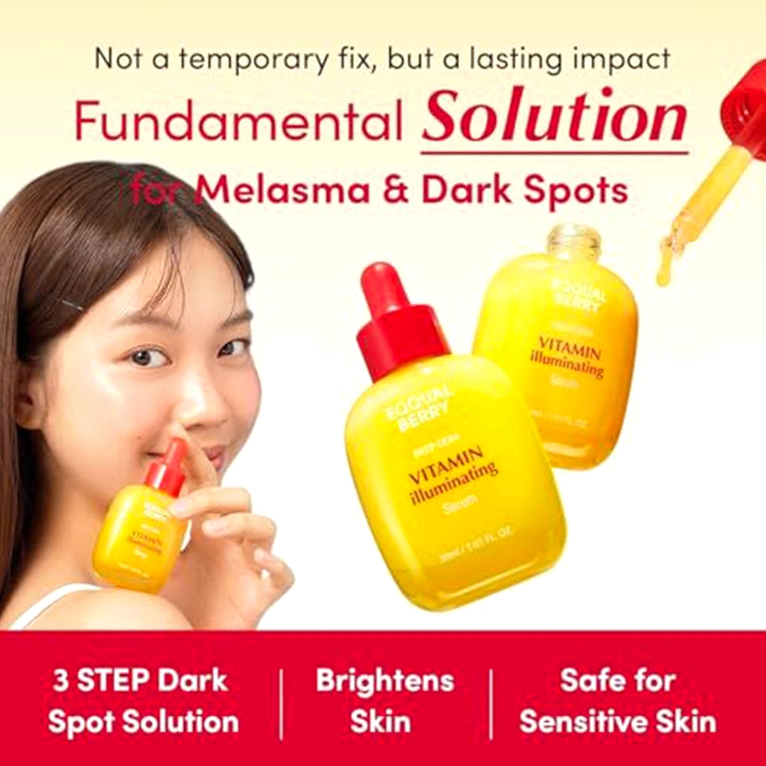 EQQUALBERRY Vitamin C Brightening Serum, Illuminating Facial Essence for Glowing Skin