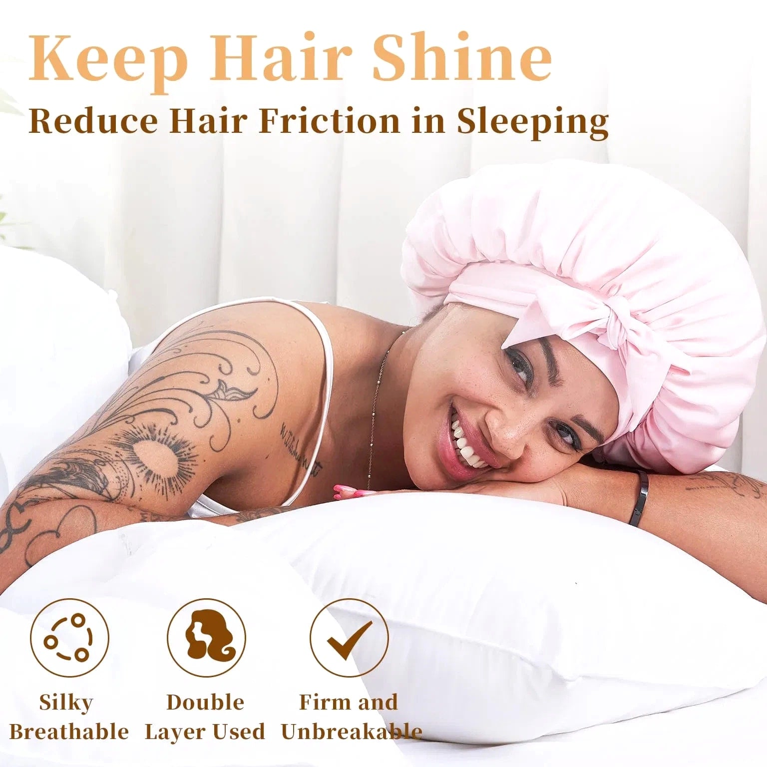 Silk Bonnet For Sleeping Women, Satin Hair Bonnet For Sleeping For Wavy Curly Na