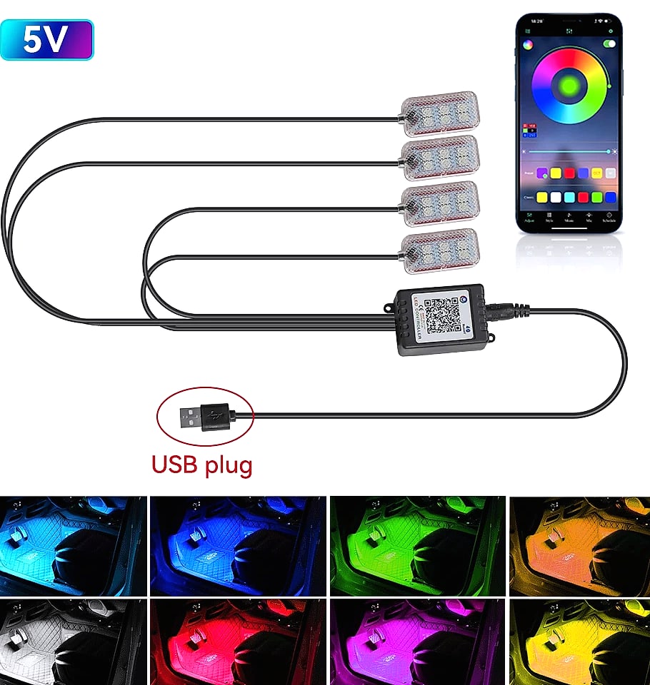 WUMFIRE Car Interior LED Ambient Lighting Kit with Remote Control