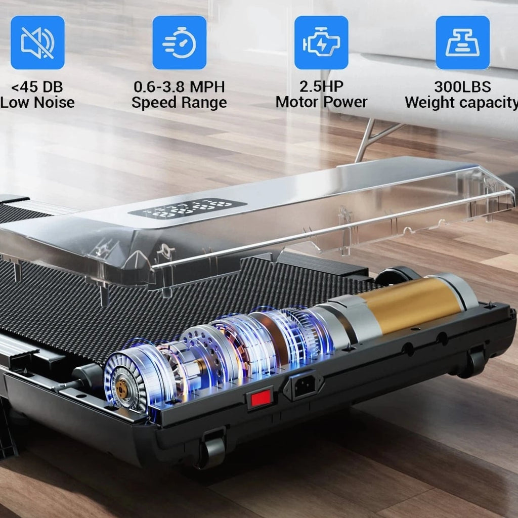 Foldable Under Desk Treadmill 2.5HP Walking Pad, 300lbs LED Remote Quiet