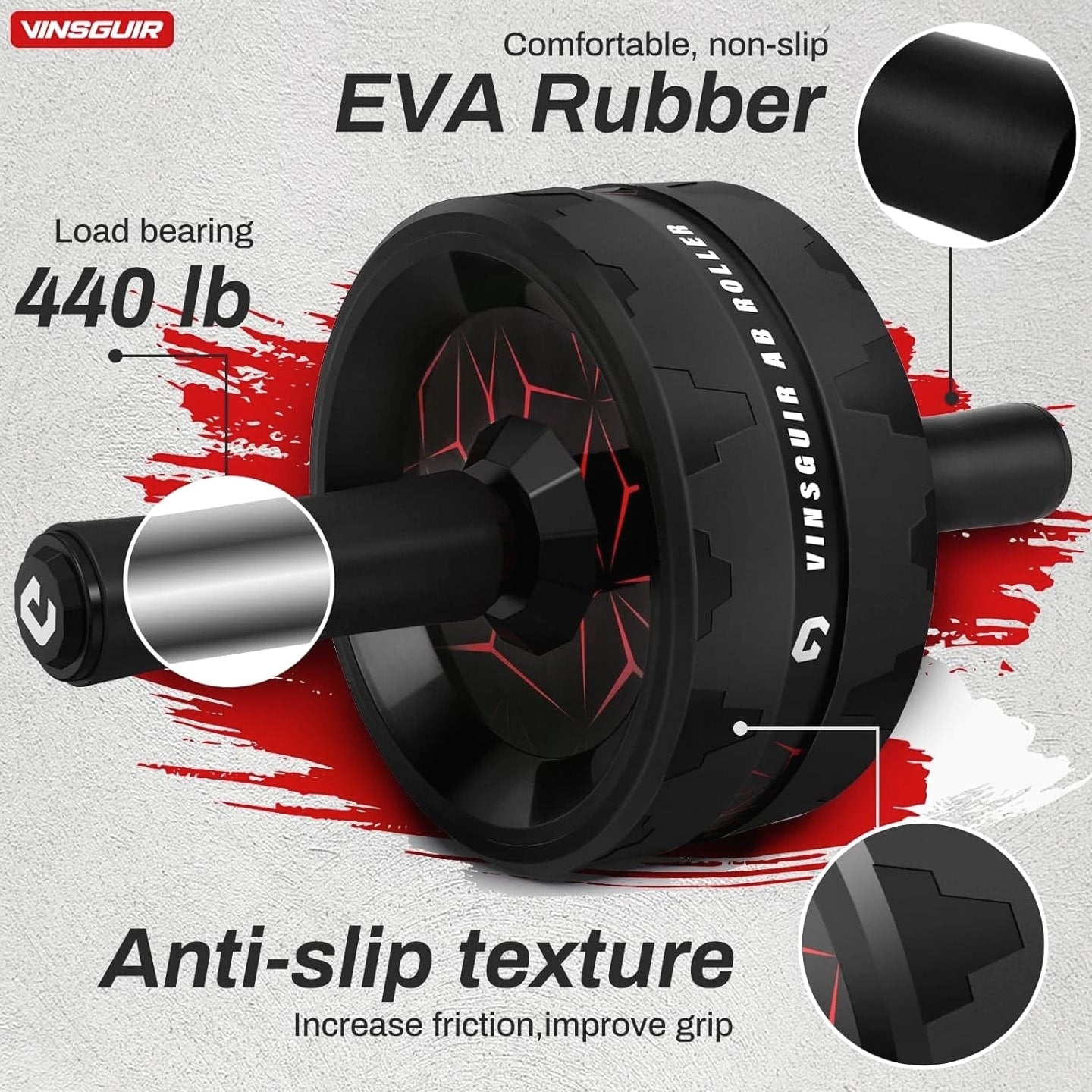 Ab Roller Wheel Core Workout Equipment Home Gym with Knee Pad Fitness