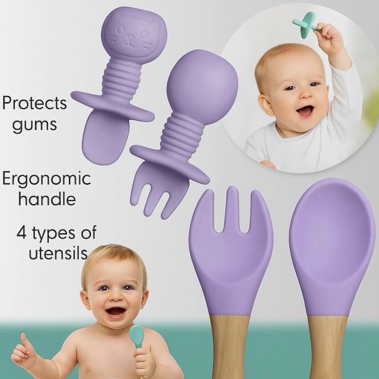 Silicone Baby Feeding Set, Suction Plate Bowl Set ( Colour Purple )
