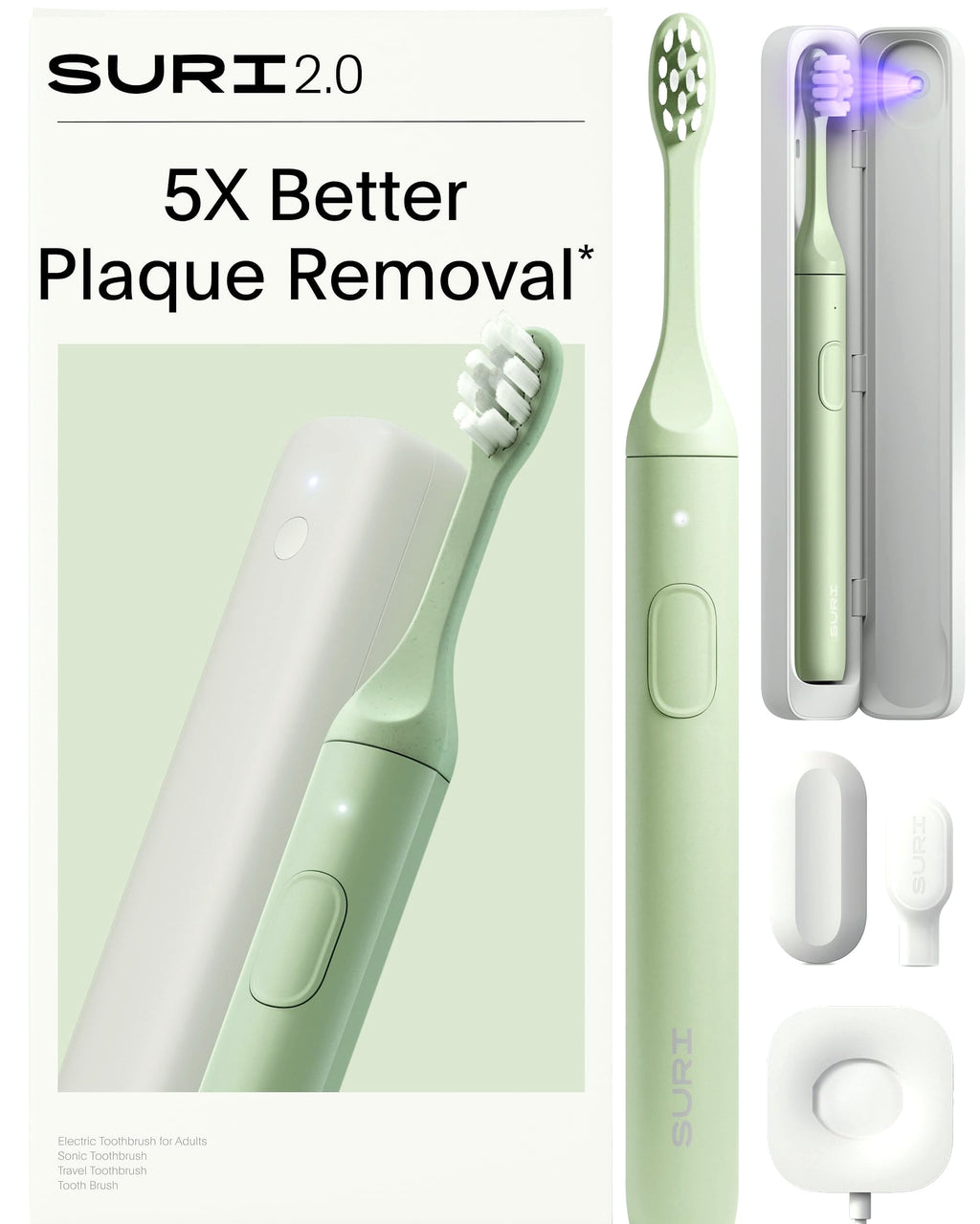 SURI Sonic Toothbrush Replacement Heads with Tongue Scraper