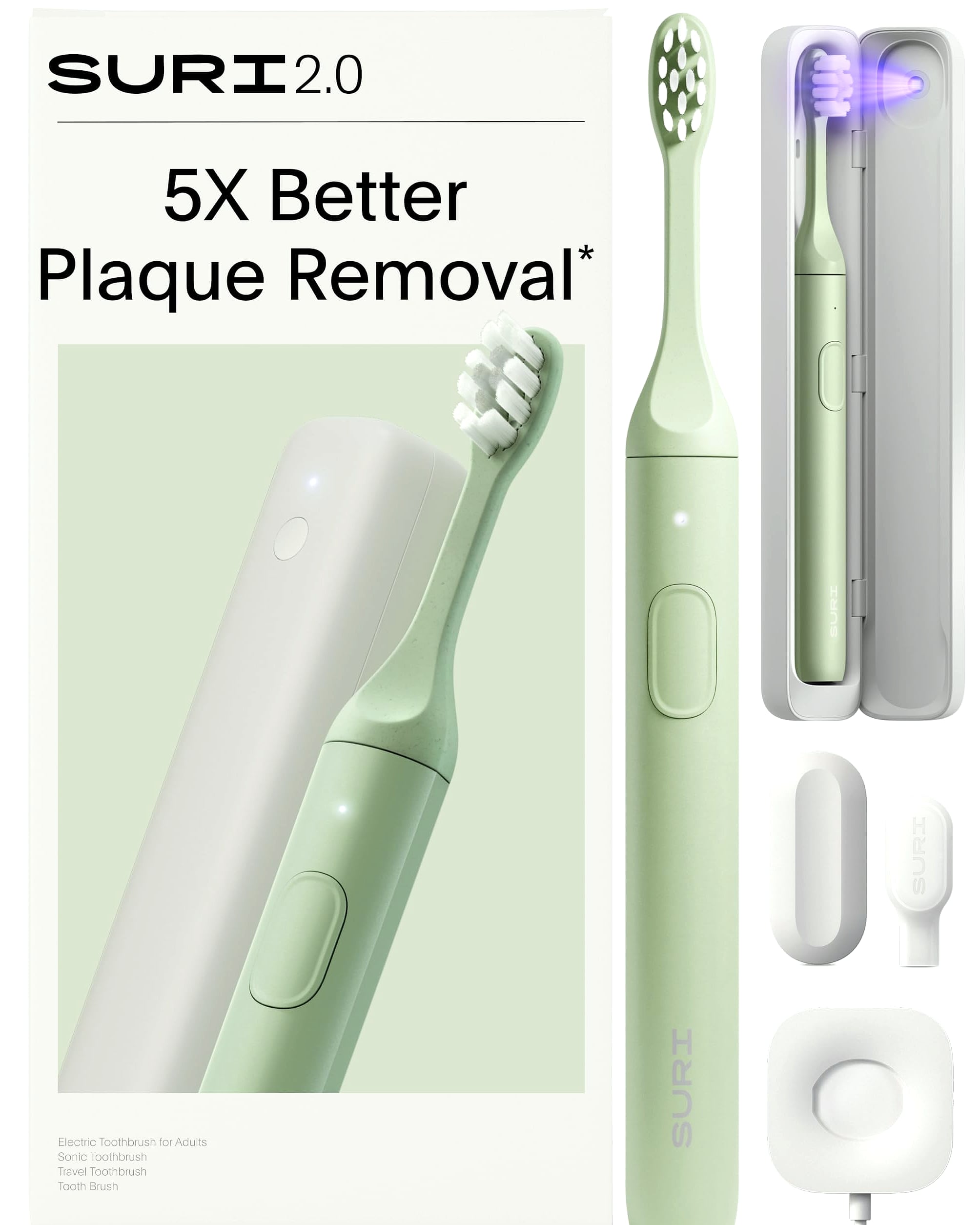 SURI Sonic Toothbrush Replacement Heads with Tongue Scraper