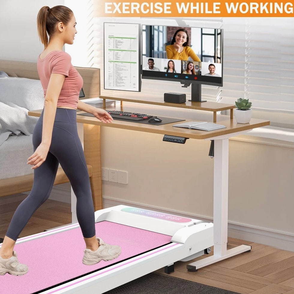 2 in 1 Under Desk Treadmill Portable Walking Pad Jogging Machine for Office