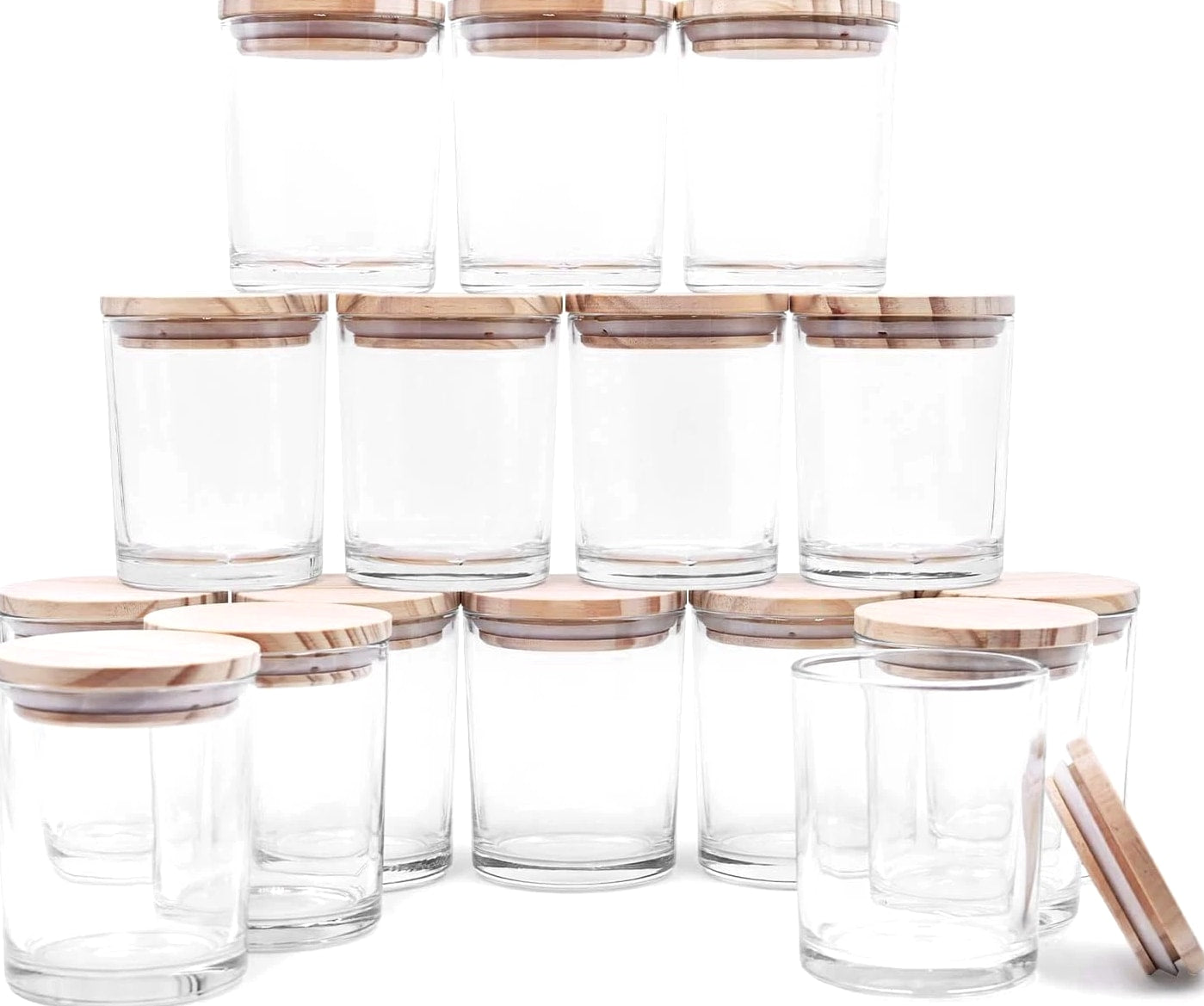 Candle Jars with Lids 7oz - 16 Piece Clear Glass Containers for Candle Making