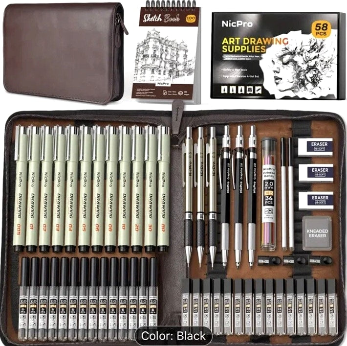 58 Piece Set Art Drawing Supplies NEW Shipping Included