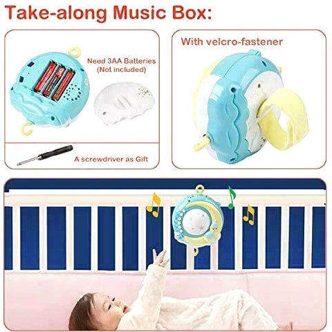 Mobile Baby Rattle Toy Cot Musical Light Bed Bell Kid Hanging Crib Nursery Gift