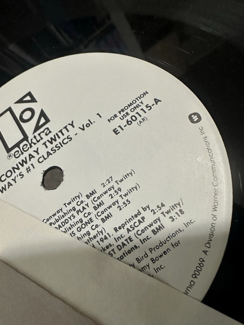 Conway Twitty Promotional # 1 Classics Volume 1. vinyl Elektra/Asylum Records