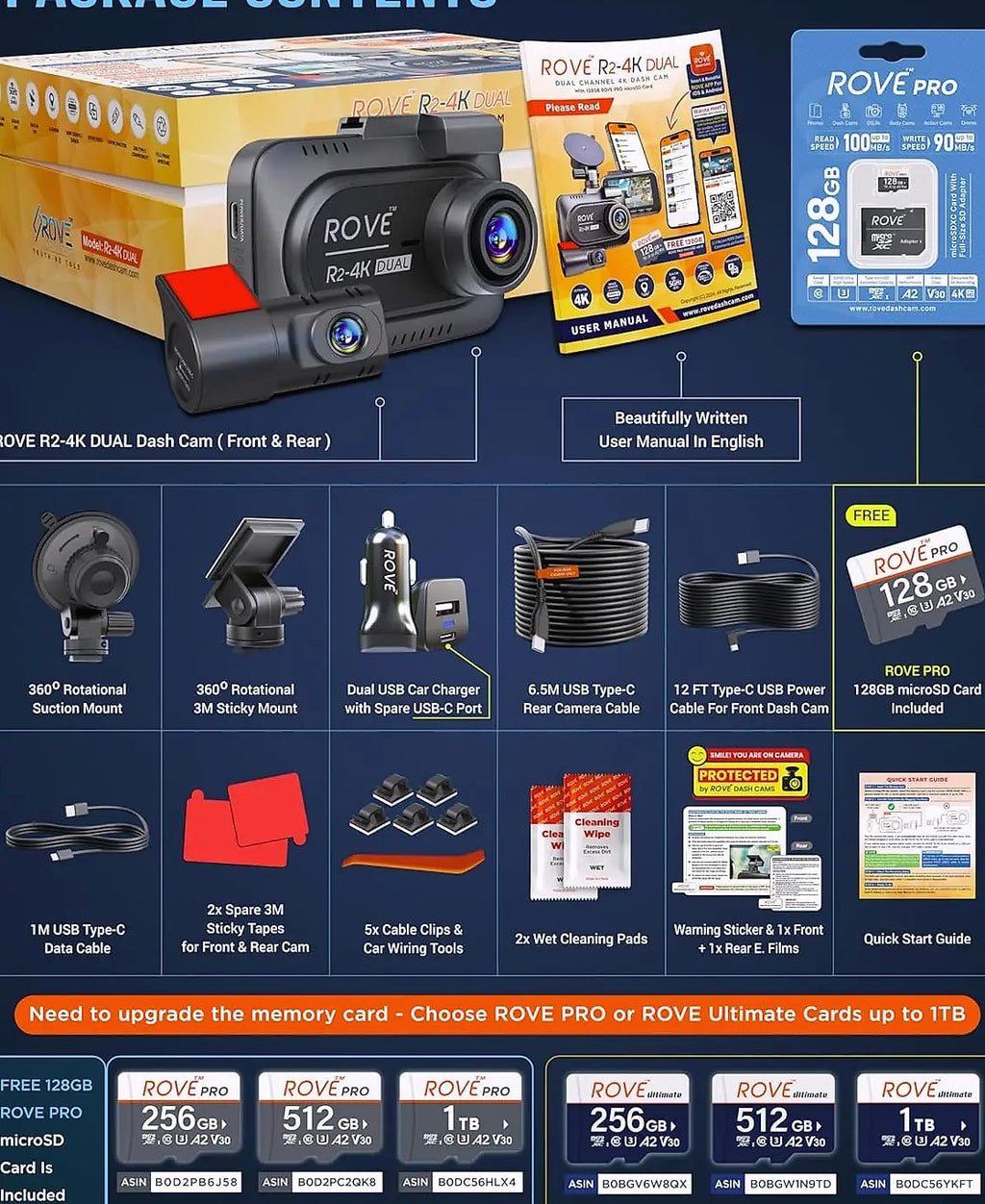 Kankeirr R2-4K Dual Dash Cam Front and Rear 4K