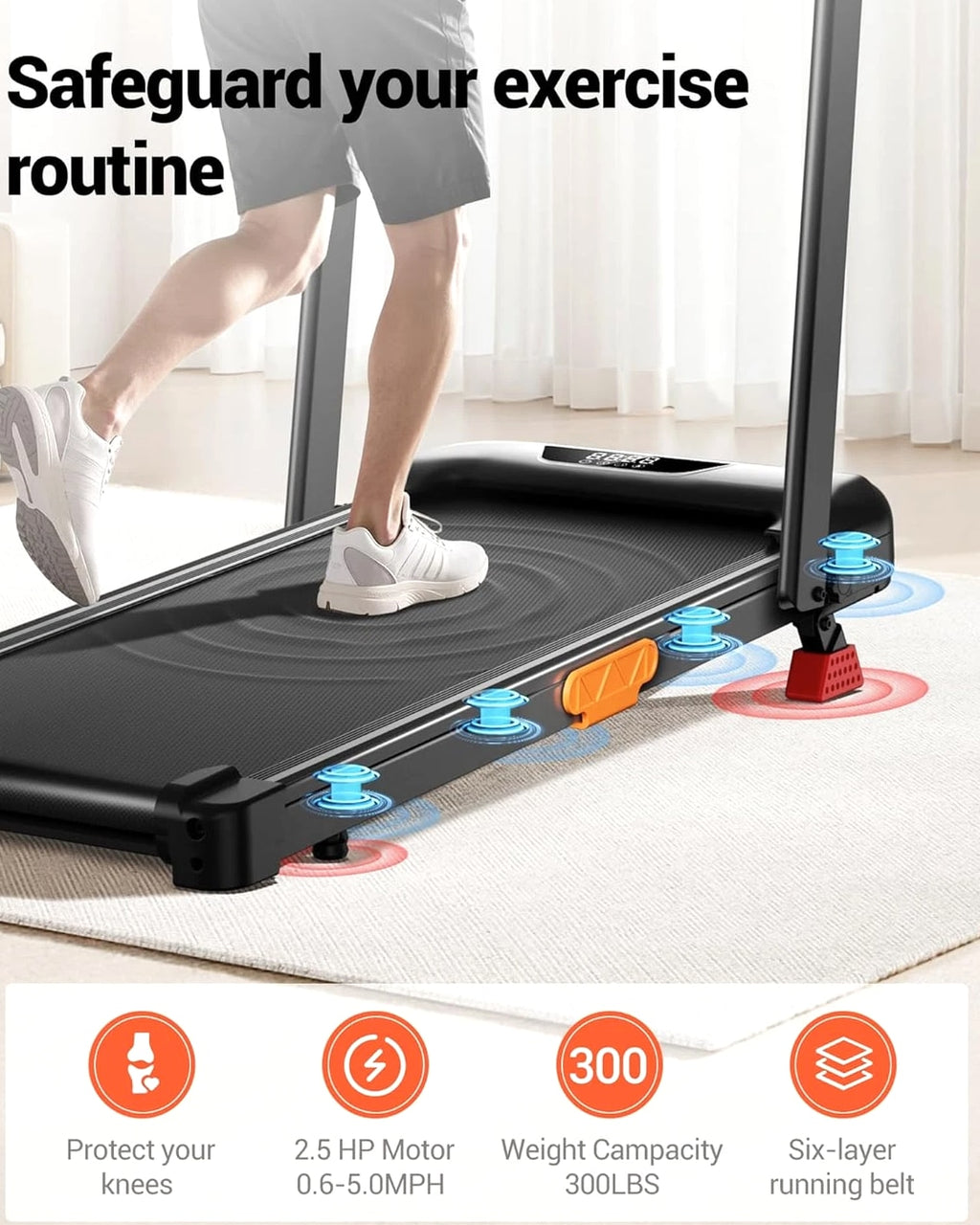 4-In-1 Portable Under Desk Treadmill, Foldable Walking Pad, 300 LBS Capacity