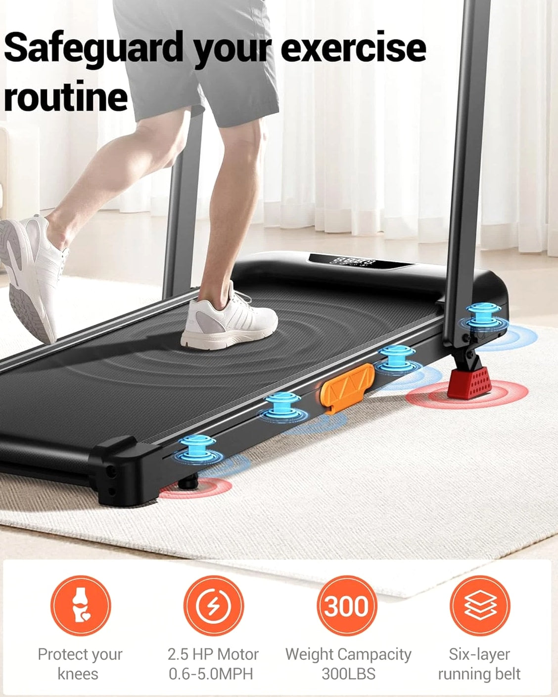 4-In-1 Portable Under Desk Treadmill, Foldable Walking Pad, 300 LBS Capacity