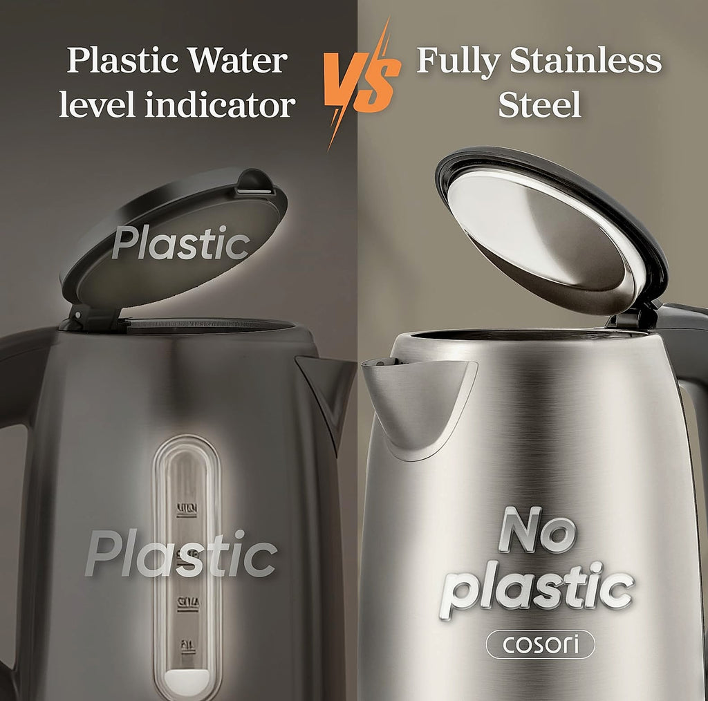 Cosori 1.7L Electric Kettle, Stainless Steel, 1500W Fast Boil