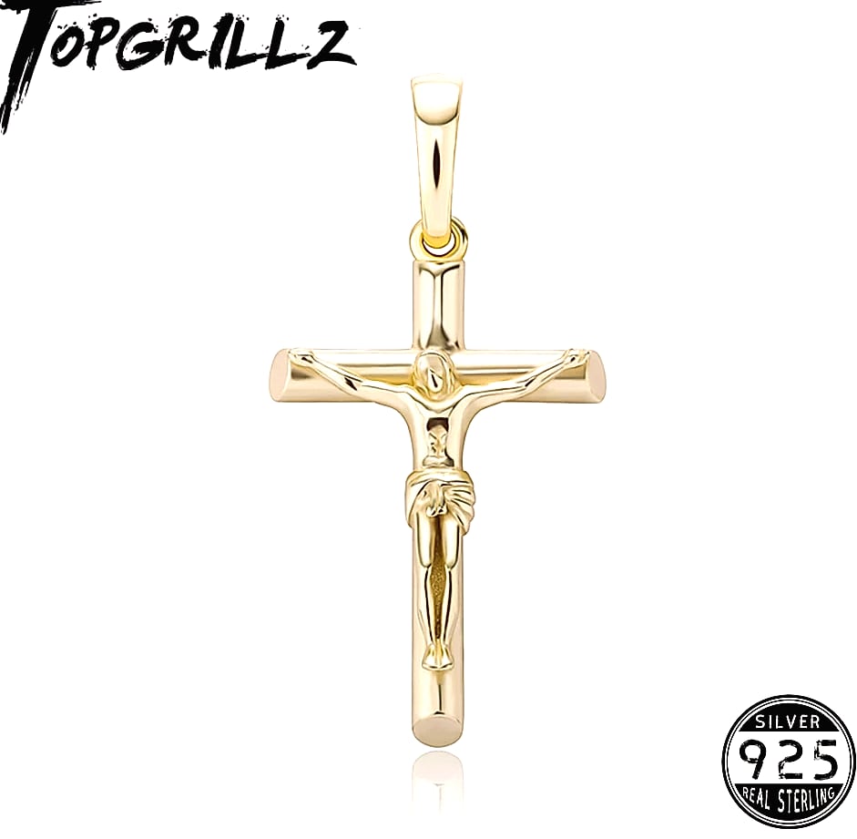 TOPGRILLZ 925 Sterling Silver Jesus Cross Pendant