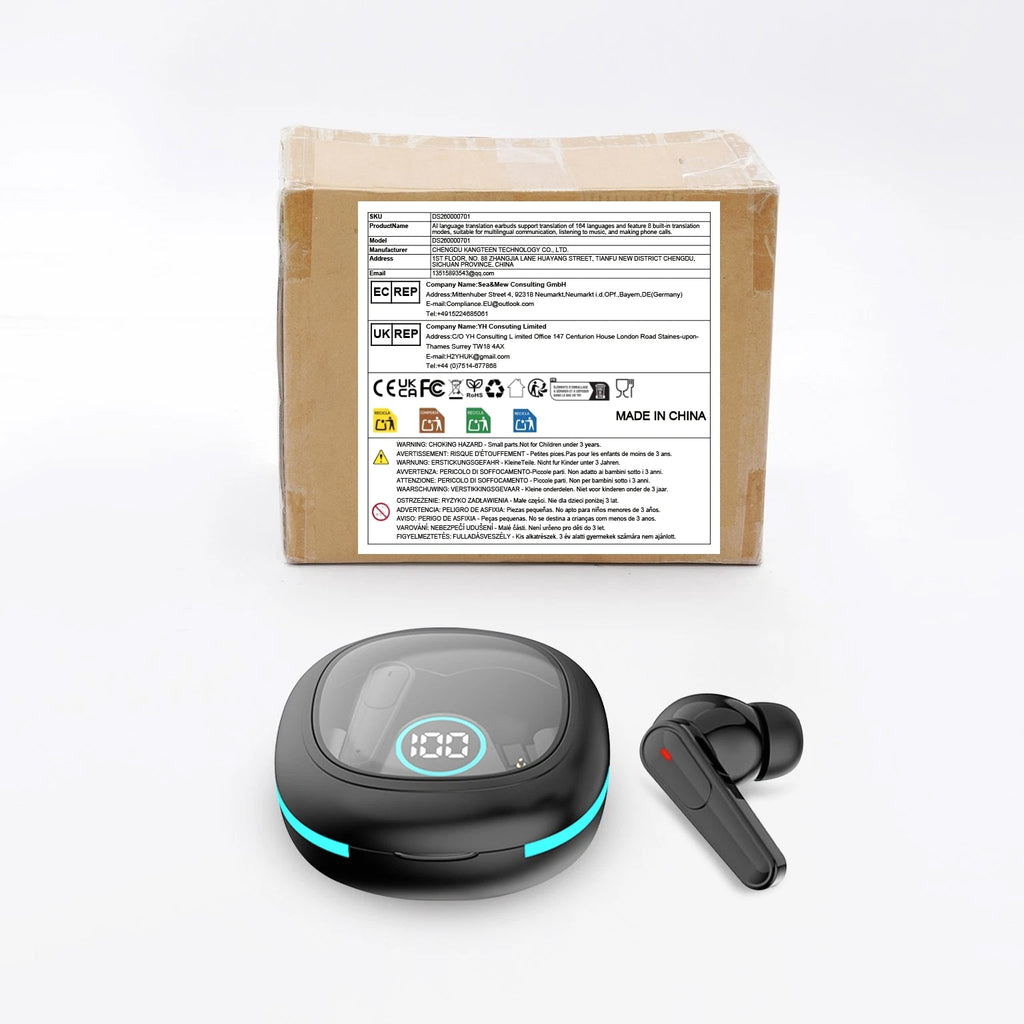 Real-Time AI Translation Earbuds with 164 Languages for Travel Business Learning