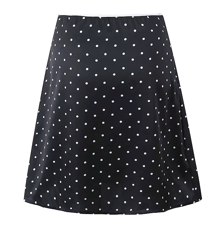 YENKYE Women Vintage Polka Dot A-Line Knee Skirt