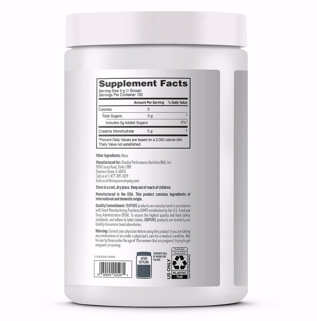 Isopure 100% Pure Creatine Monohydrate Powder, 5g Per Serving