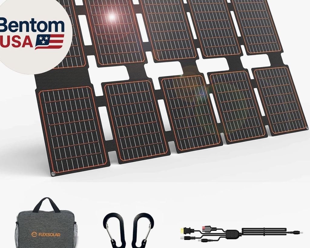 100W Portable Solar Panels Chargers with PD3.0 USB-C,QC3.0 USB-A and DC Outputs