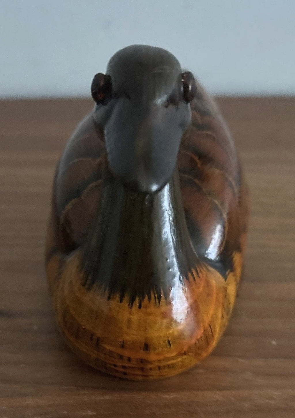 Vintage Hand Painted Ceramic Swimming Duck 14cm Figurine Trinket Ornament - Brown