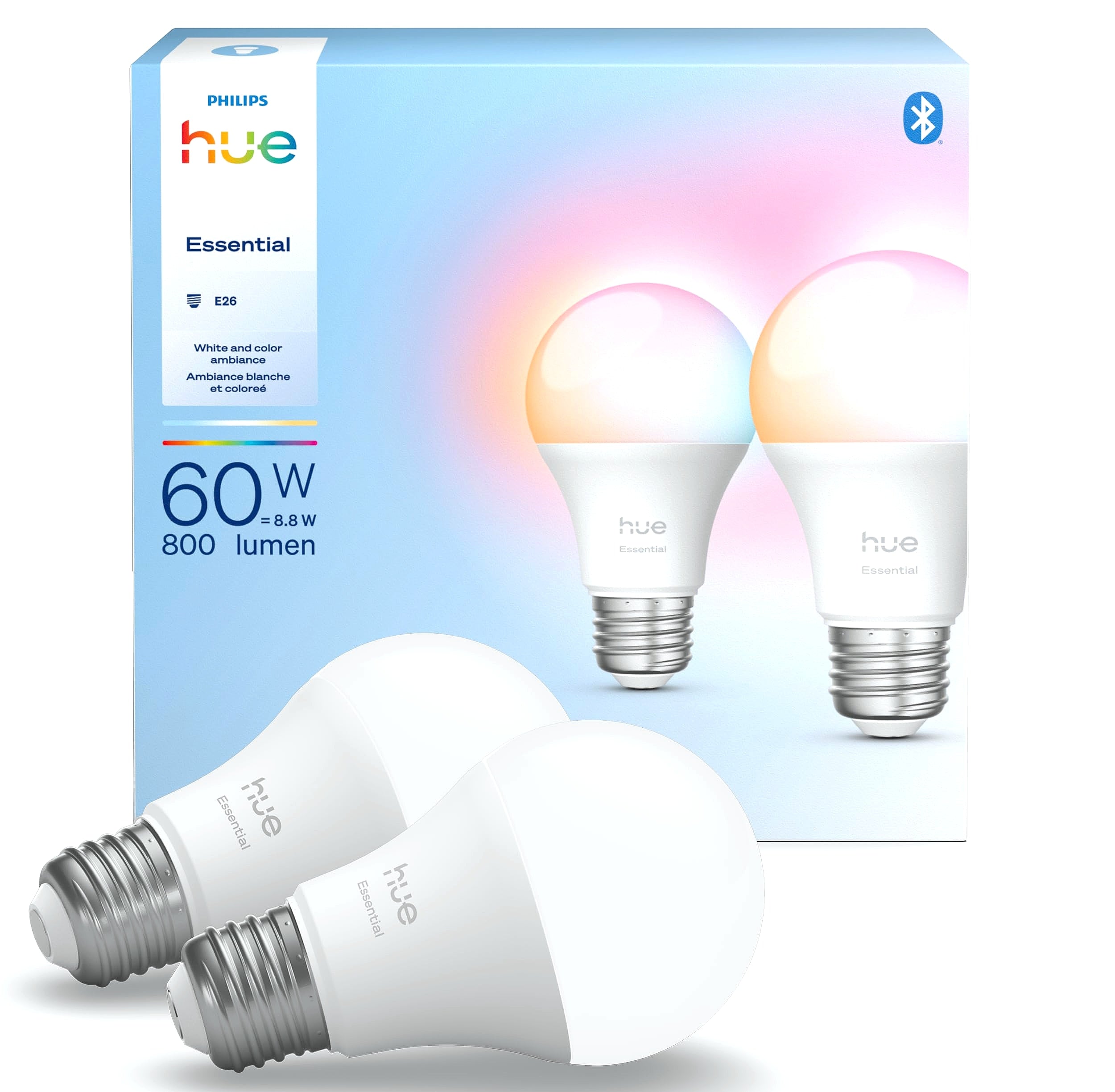 Philips Hue Essential A19 Smart LED Bulb, Color and White