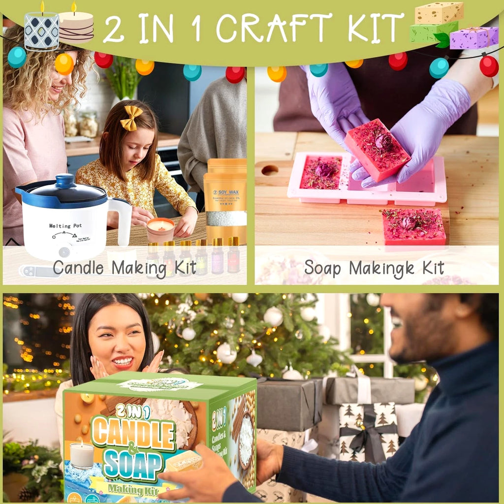 2-In-1 Candle & Soap Making Kit for Beginners, Complete All-in-One DIY Craft Kit