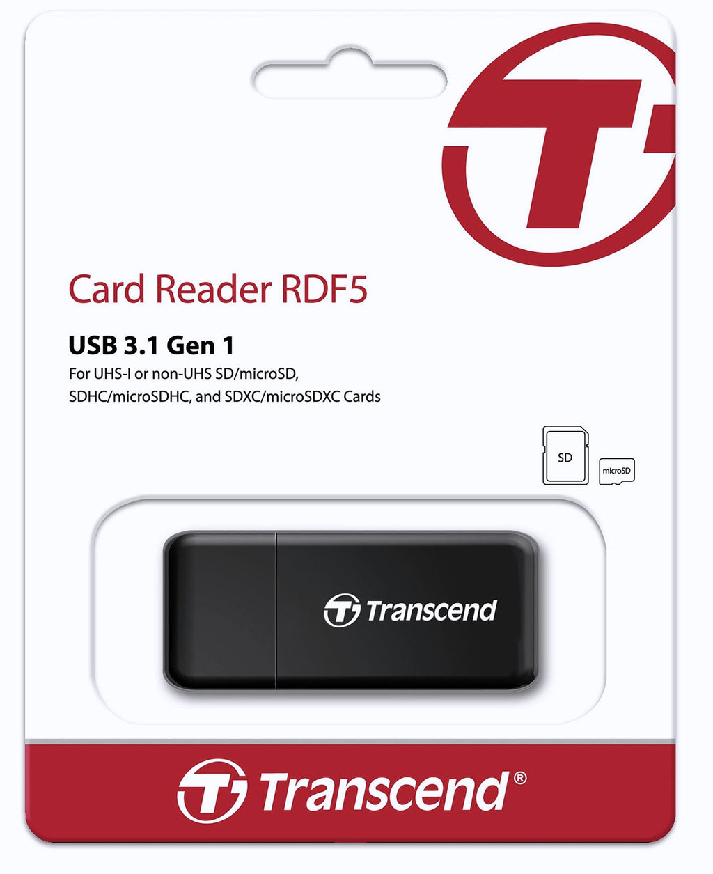 Transcend RDF5 USB 3.1 SD Card Reader for PC and Mac