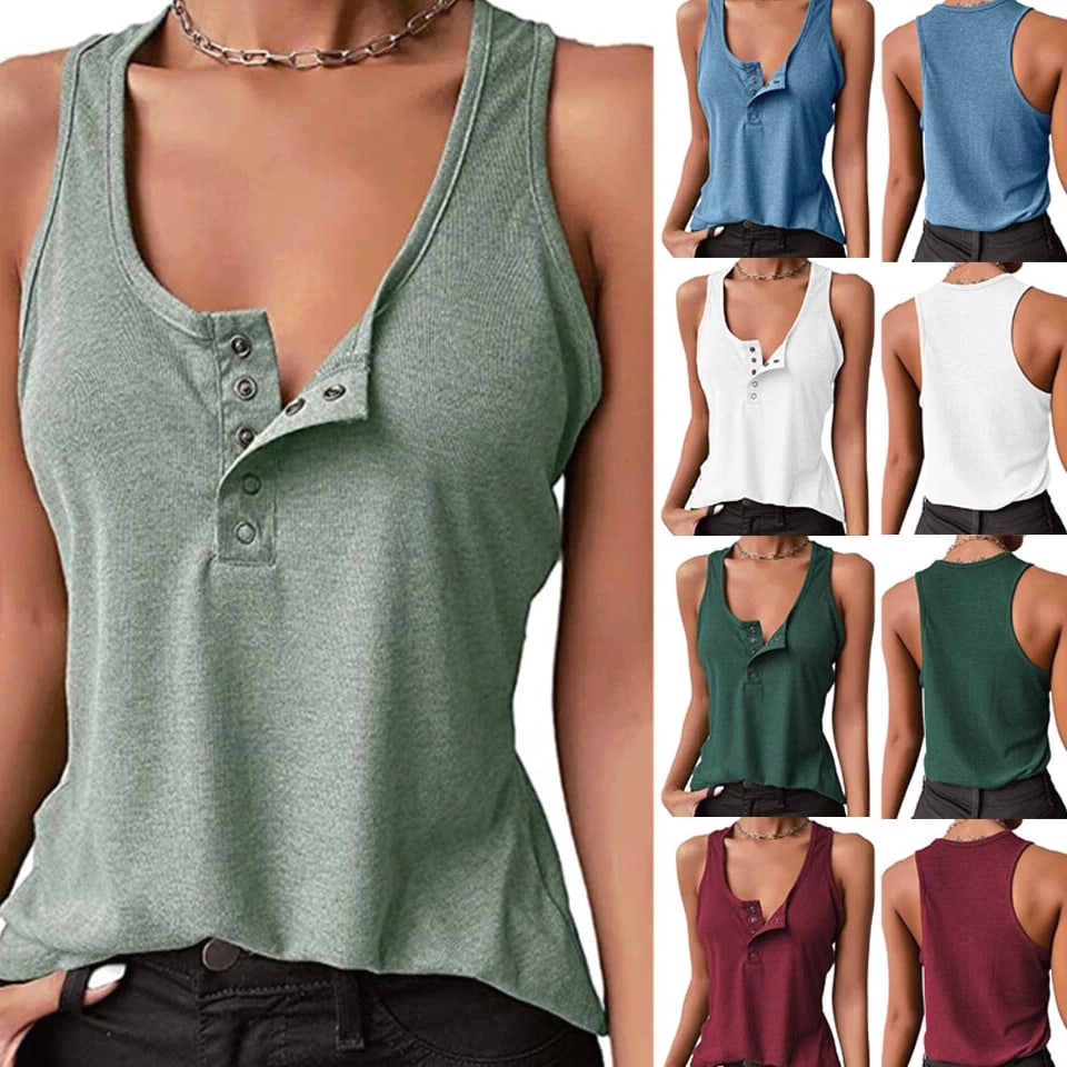 Women's Summer Cotton Low-Cut Sleeveless Tank Top V Neck Camisole Vest