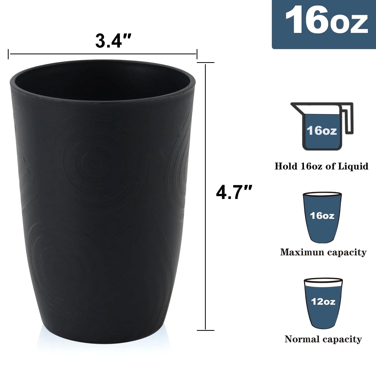 Drinking Glasses 16oz Wheat Straw Cups-Stackable and Reusable Cups, Alternati...