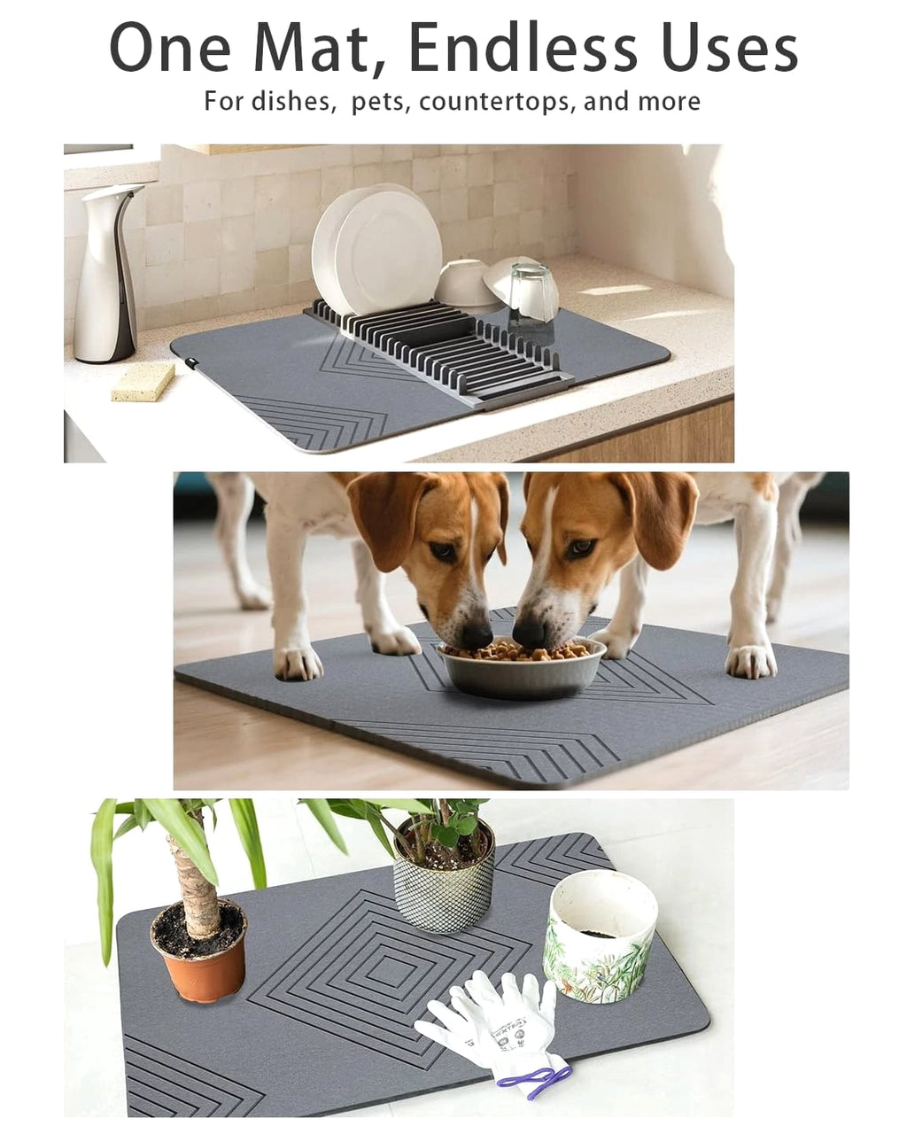 BIOIWGY Diatomite Stone Bath Mat - Fast Drying, Non-Slip Shower Mat, Super Absor